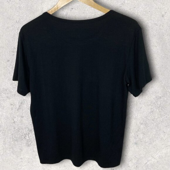 NEW Flora Nikrooz Black Crew Neck Tee Raven Knit Size Large Loungewear Minimal L - Picture 4 of 9